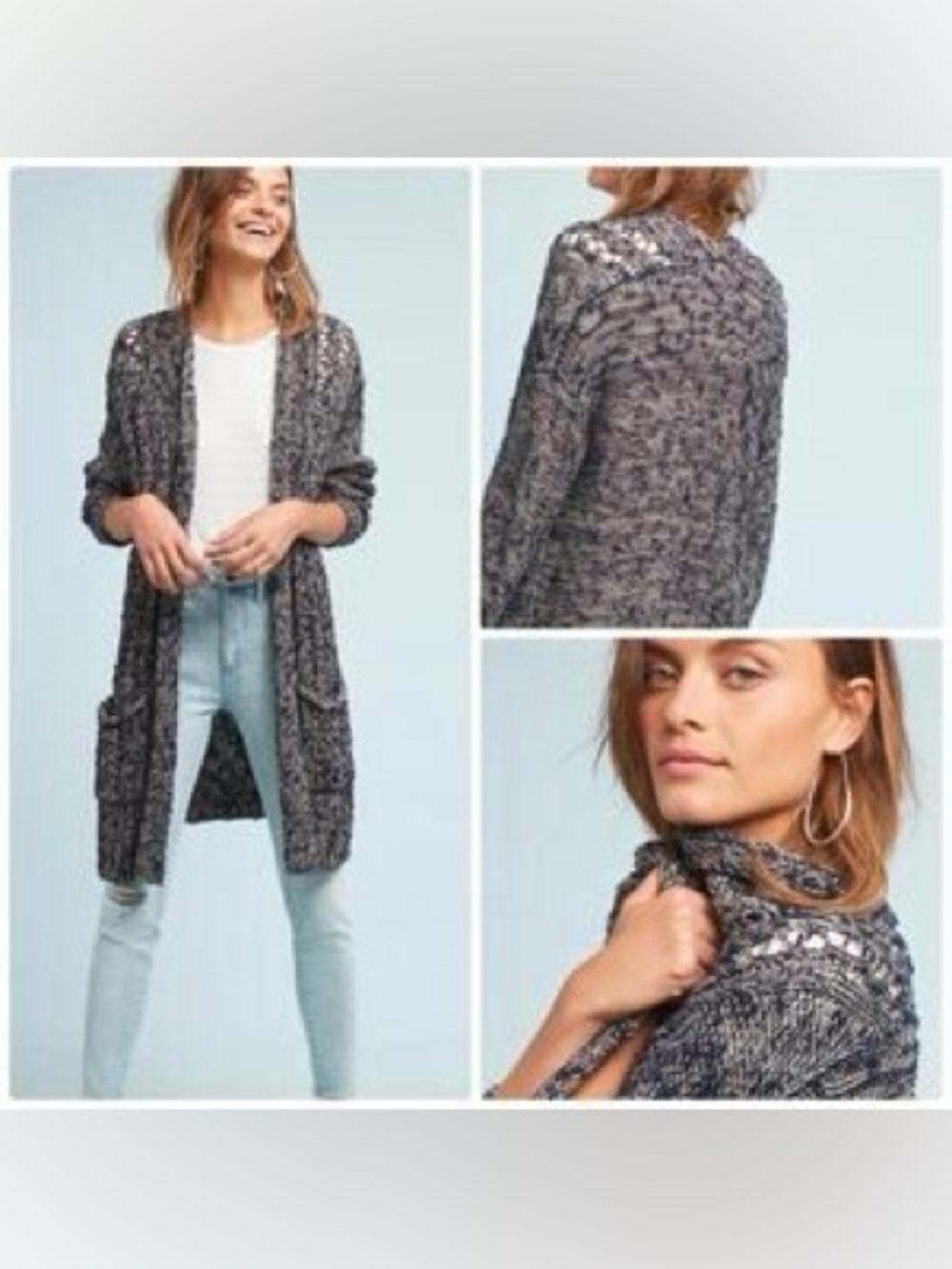Anthropologie Akemi + Kin Metallic Pocket Front Tunic Cardigan Size XL - Picture 2 of 12
